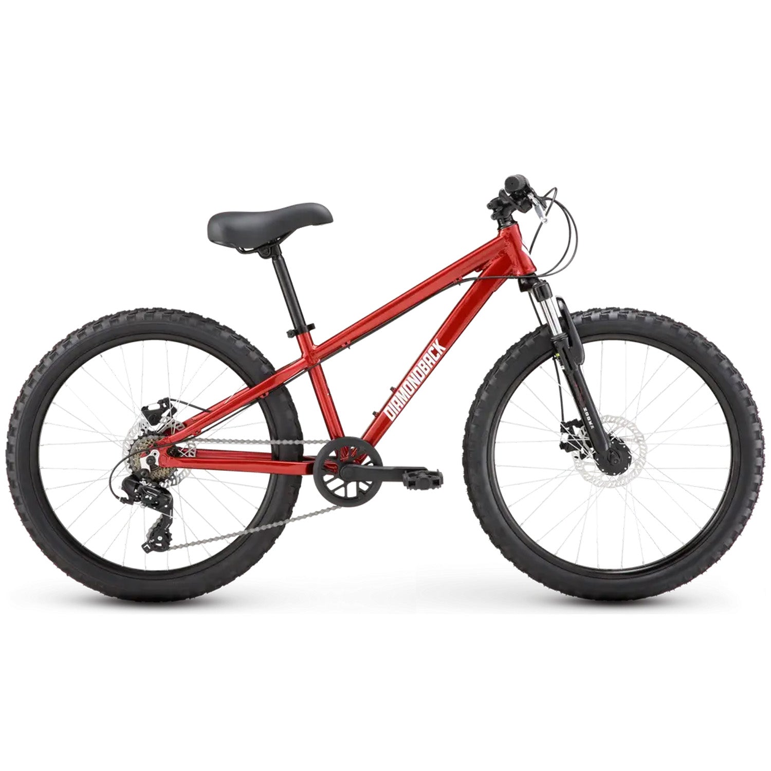 Diamondback Hook 24" Youth Mountain Bike, Red Gloss, 7 Speed, bixbybicycles.com
