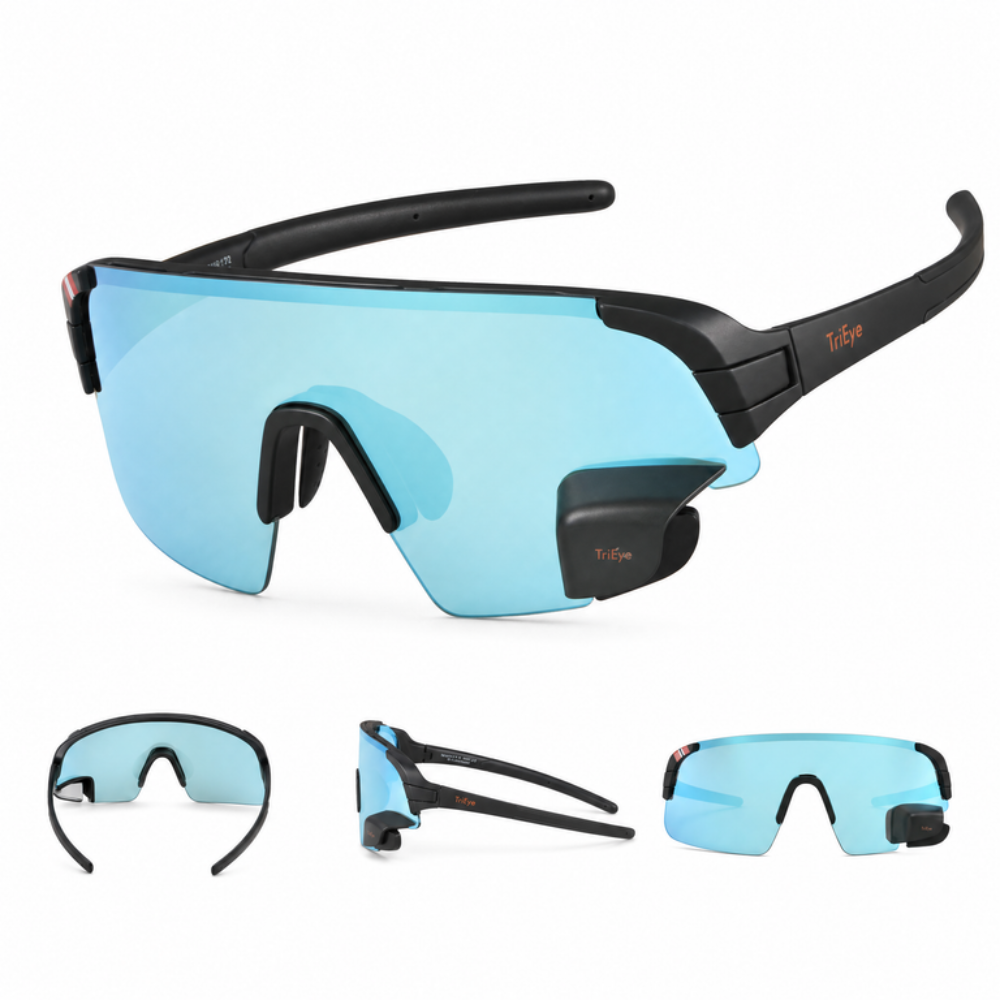 TriEye The View Blue Lens Reflective, Left Mirror Cat 3 Sunglasses, bixbybicycles.com