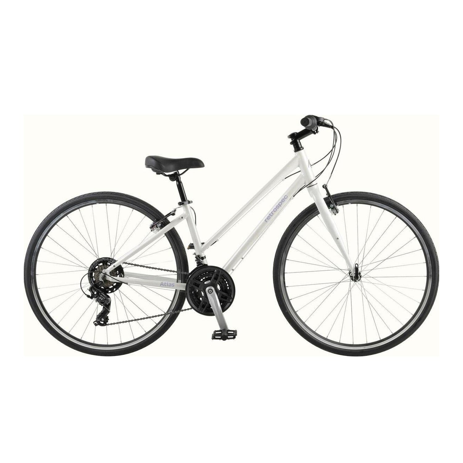 Retrospec Atlas 21 Speed Step Thru Small 15 inch Satin White Bixby Bicycles