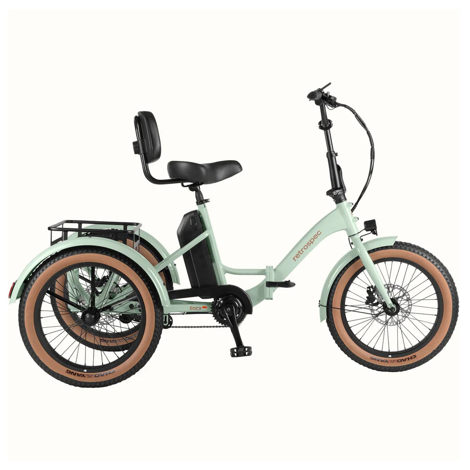 Retrospec Boca Rev Trike 500W/48V, Matcha, Adult Trike, bixbybicycles.com