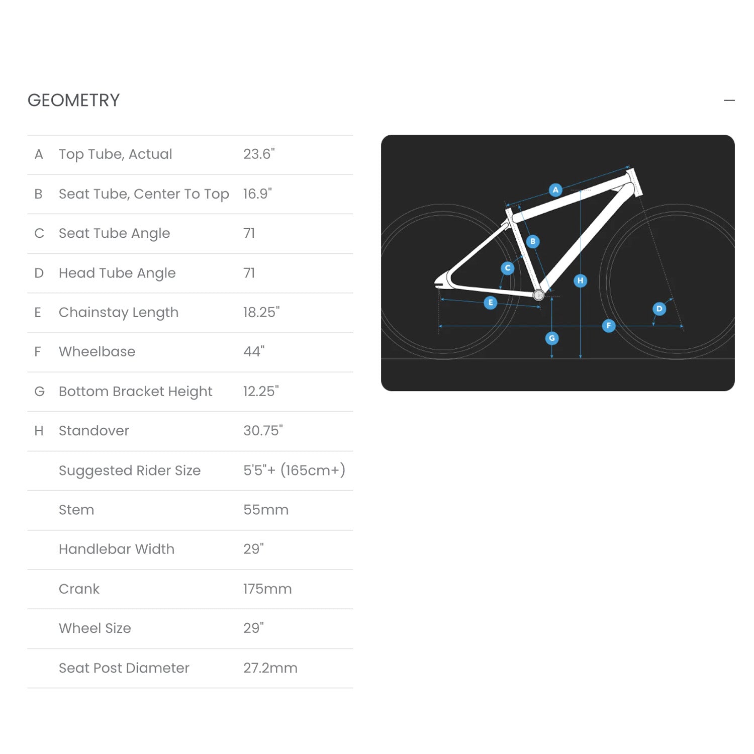 SE Big Ripper 29" - 2025 geometry, bixbybicycles.com