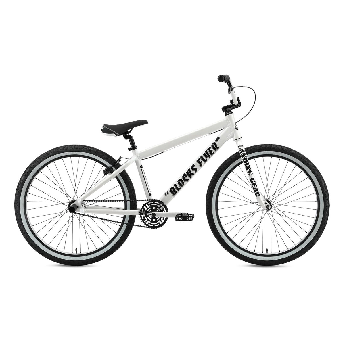 SE Blocks Flyer 26" Kids BMX Bike, White, bibybicycles.com