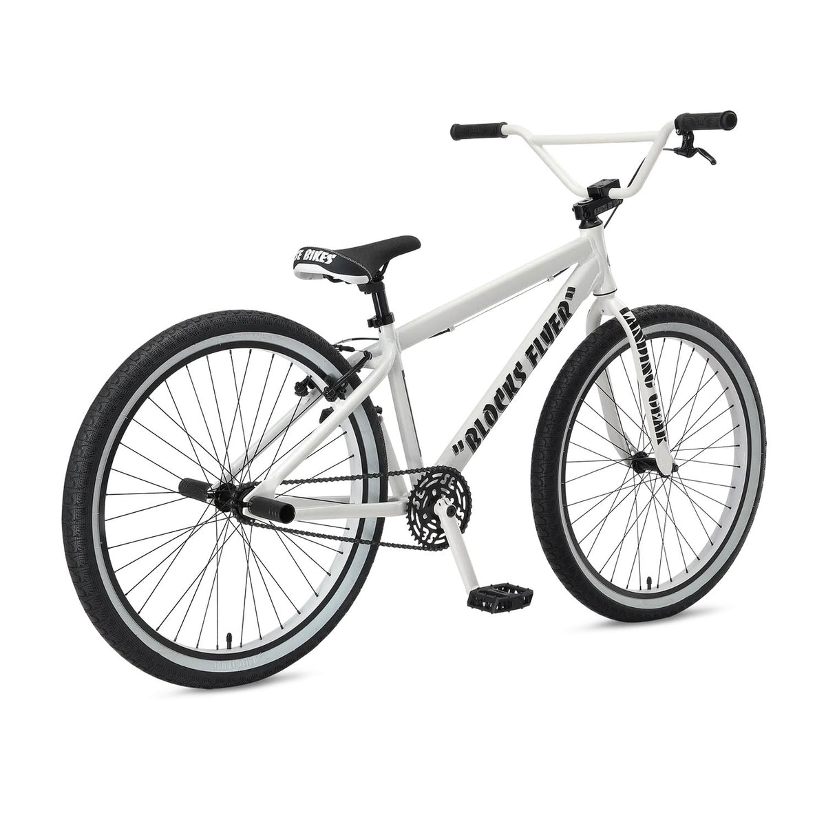 SE Blocks Flyer 26" Kids BMX Bike, White, bibybicycles.com