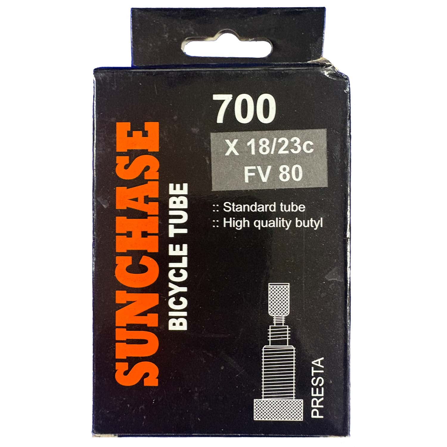 Sunchase Tubes Road 80mm Presta Valve, 700 x 23/25 - 5 Tubes, bixbybicycles.com