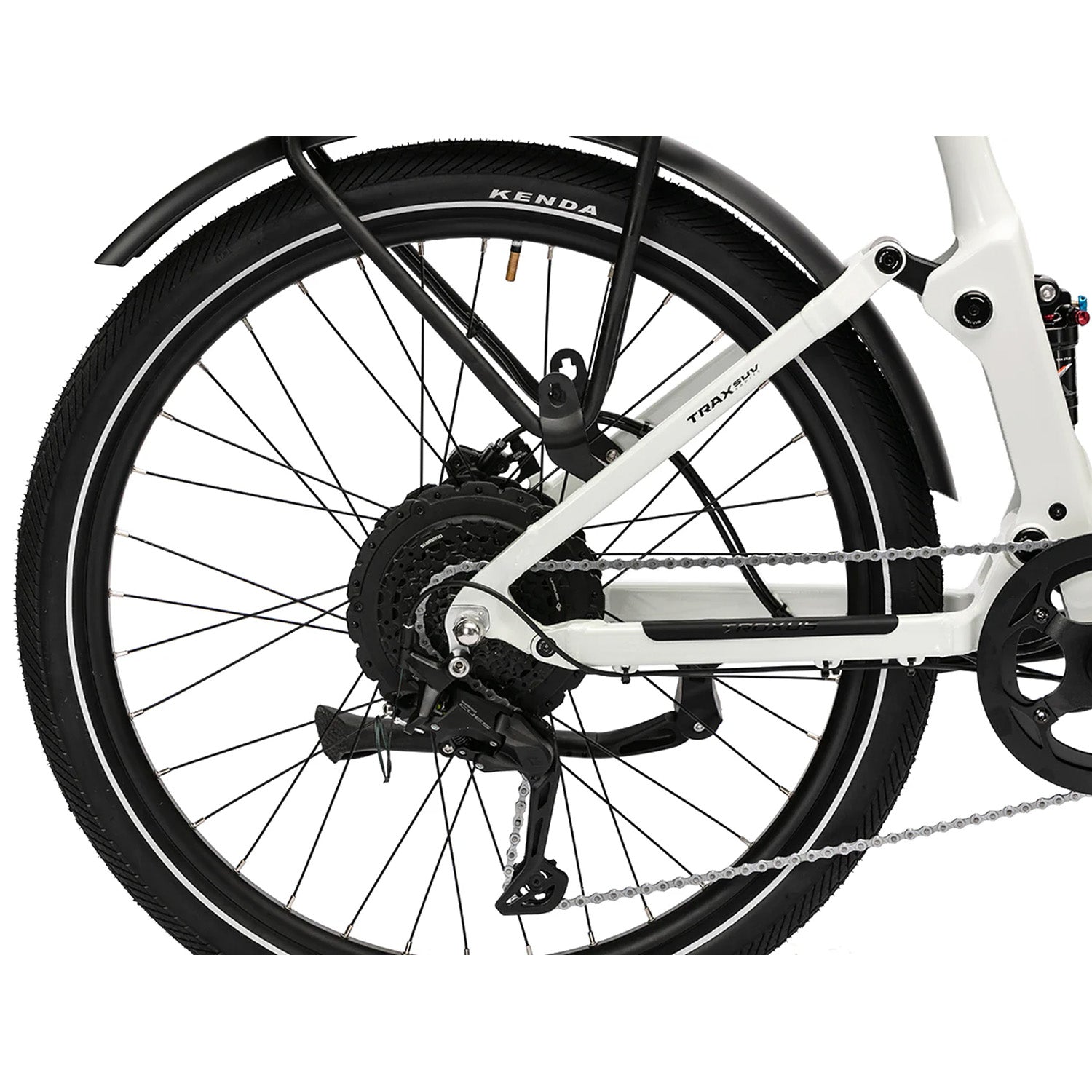 Troxus Trax SUV, Full Suspension 750W E-Bike, Chalk White, bixbybicycles.com