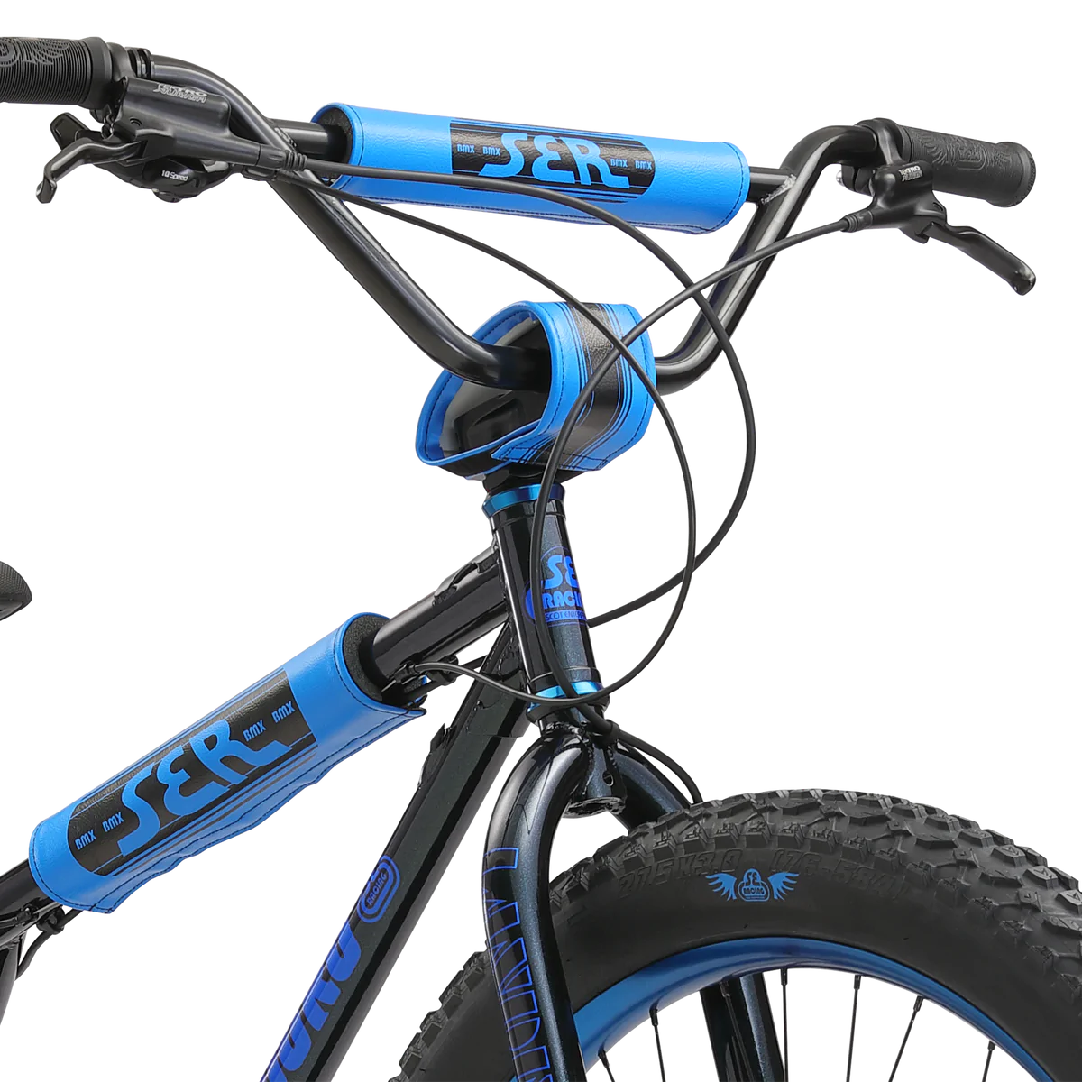 SE Bikes BMX OM Duro 27.5" Wheel 2022 - Black Sparkle handlebars, Bixby Bicycles, Oklahoma 