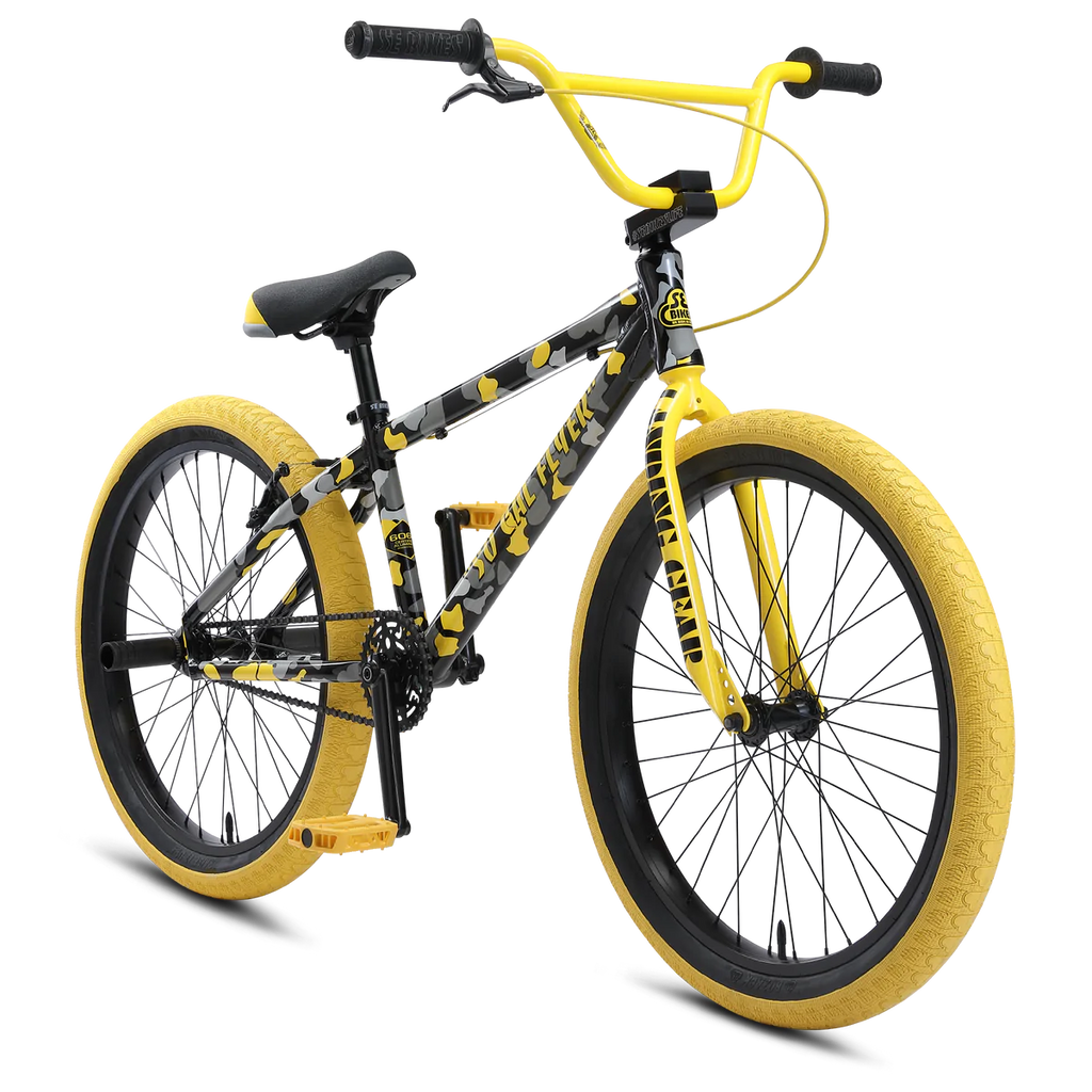 SE Bikes SO CAL Flyer 24" Wheel 2021, Yellow camo, Bixby Bicycles, Oklahoma