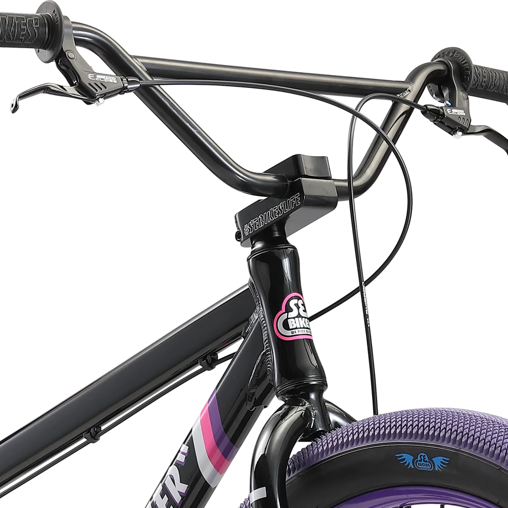 SE Bikes BMX Maniacc Flyer 27.5" wheel 2022 - Midnight Black handlebars, Bixby Bicycles, Oklahoma