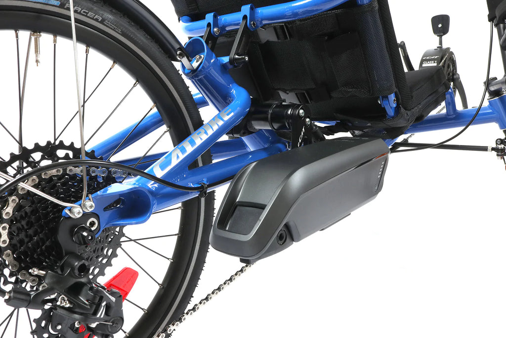 Catrike 5.5.9 Trike close up, Electric Blue, Bixby Bicycle