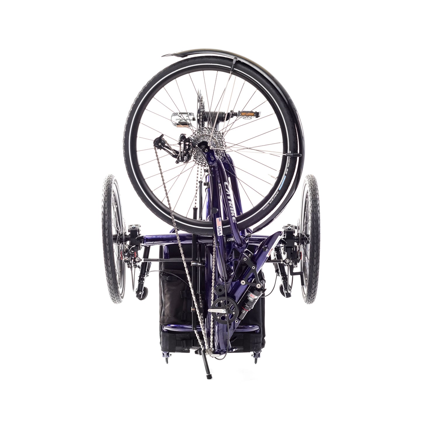 Catrike Dumont Trike Candy Purple folded, Bixby Bicycles, Oklahoma