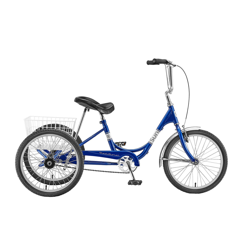 Sun Bicycle Traditional 20 Trike, side view Blue Metallic, Bixby Bicycles, Oklahoma