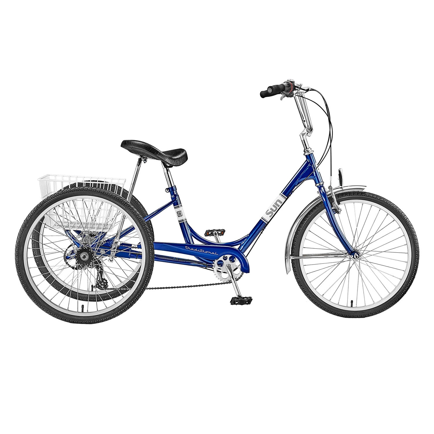 Sun Bicycle Traditional 24 7 Speed Trike, side view Blue Metallic, Bixby Bicycles, Oklahoma